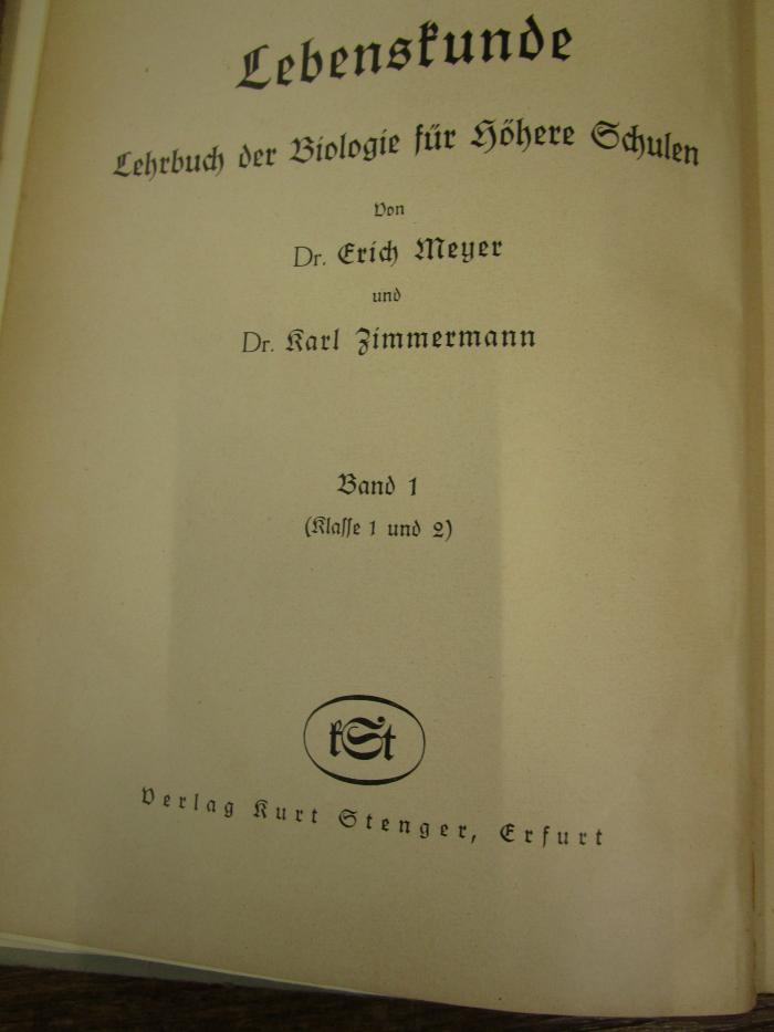 Pe 1663 1: Lebenskunde : Lehrbuch der Biologie für höhere Schulen ([1939])