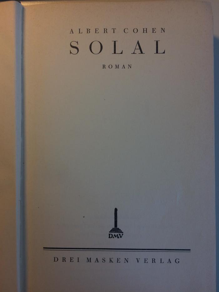 Rara 3455 : Solal (1933)