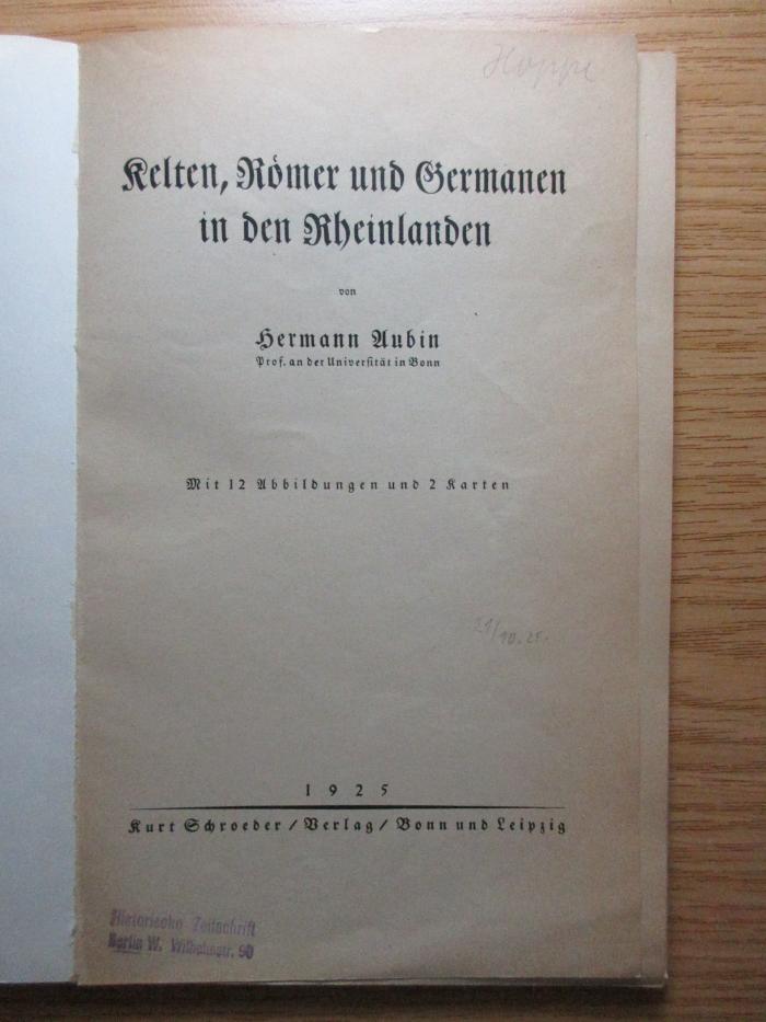 6 X 470 : Kelten, Römer und Germanen in den Rheinlanden (1925)