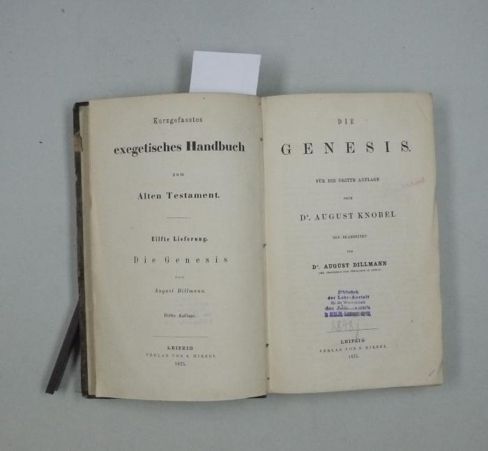  Die Genesis. Kurzgefasstes exegetisches Handbuch zum Alten Testament.  (1875)