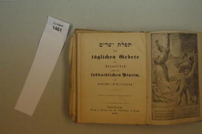  .תפלת ישרים
Die täglichen Gebete der Israeliten nebst den sabbatlichen Piutim, mit deutscher Übersetzung. (1893)