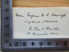 - (Harloff, A.), Von Hand: Widmung; 'Herrn Professor Dr. A Horloff
ergebenst überreicht
Dr. Karl Sturm
28. November 1942'. 