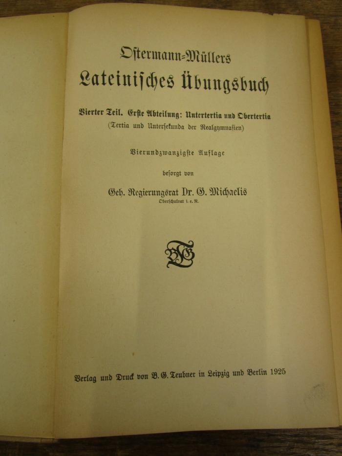 Pe 1670 bd 4,1: Lateinisches Übungsbuch (1925)