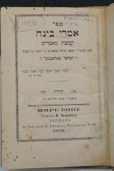 BD 6000 SAL_b : ספר אמרי בינה קבוצת מאמרים (1878)