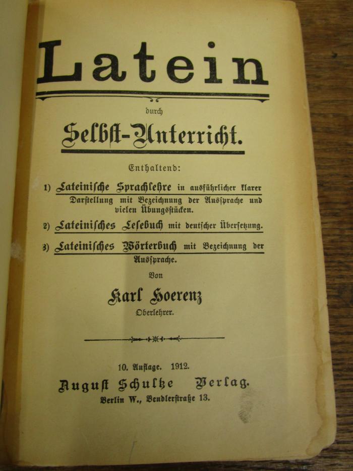Sd 241 ao: Latein durch den Selbst-Unterricht  (1912)
