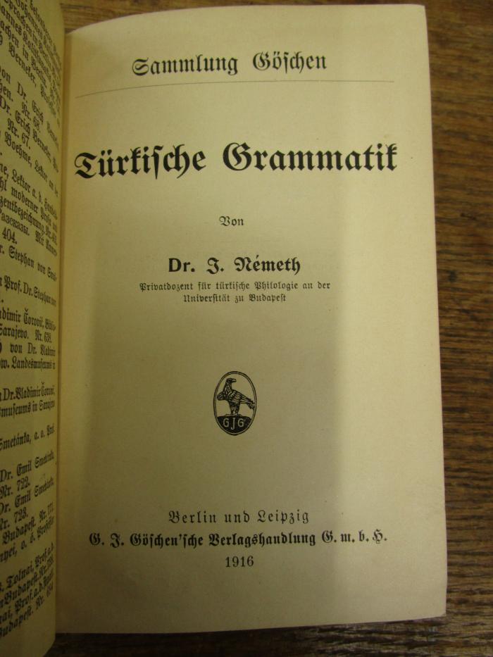 Si 11 2. Ex.: Türkische Grammatik (1916)