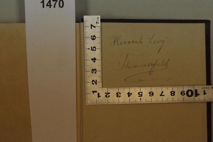 -, Von Hand: Ortsangabe, Name, Autogramm; 'Heinrich Levy
Flammersfeld'