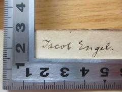 - (Engel, Jakob), Von Hand: Name; 'Jacob Engel'. 
