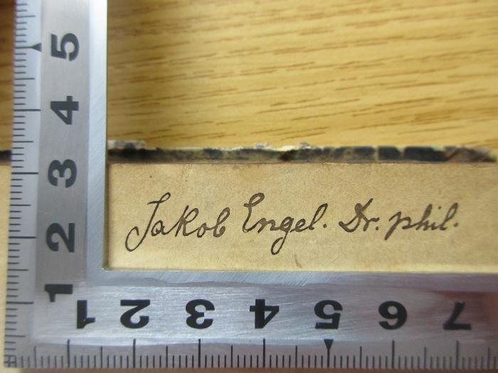 - (Engel, Jakob), Von Hand: Name; 'Jakob Engel. Dr. phil.'. ;7 B 50&lt;1&gt; : Bibel-Lexikon : 1, A und D - Dichtkunst (1869)