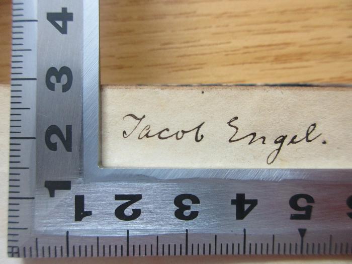 - (Engel, Jakob), Von Hand: Name; 'Jacob Engel'. ;7 B 50&lt;4&gt; : Bibel-Lexikon : 4, Laban - Prüfung (1872)