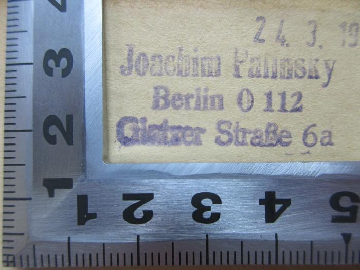- (Palinsky, Joachim), Stempel: -; 'Joachim Palinsky
Berlin O 112
Gietzer Straße 6 a'. ;7 B 49&lt;2,2&gt; : Die Chronologie der Altchristlichen Litteratur bis Eusebius : Die Chronologie (1904)
