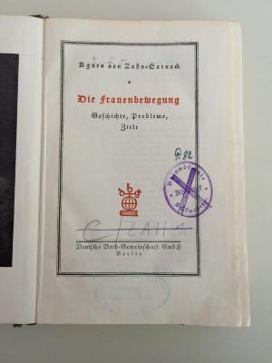 C ZAH 1 (ausgeschieden) : Die Frauenbewegung Geschichte, Probleme, Ziele (1928)