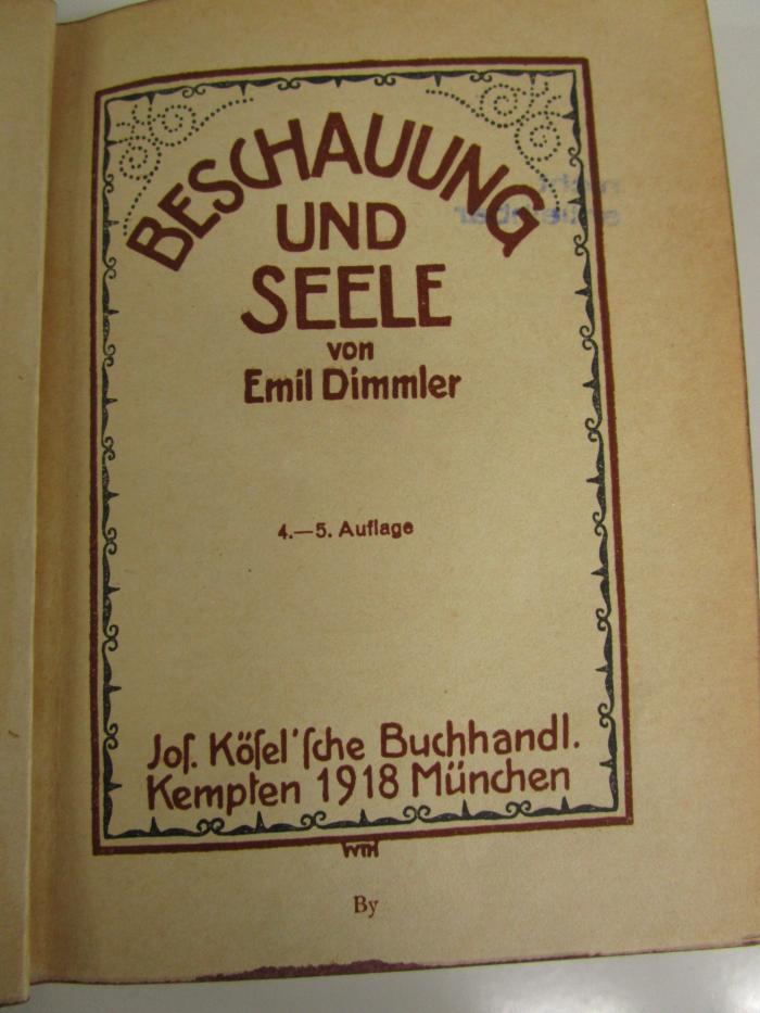 Uh 962 e: Beschauung und Seele (1918)