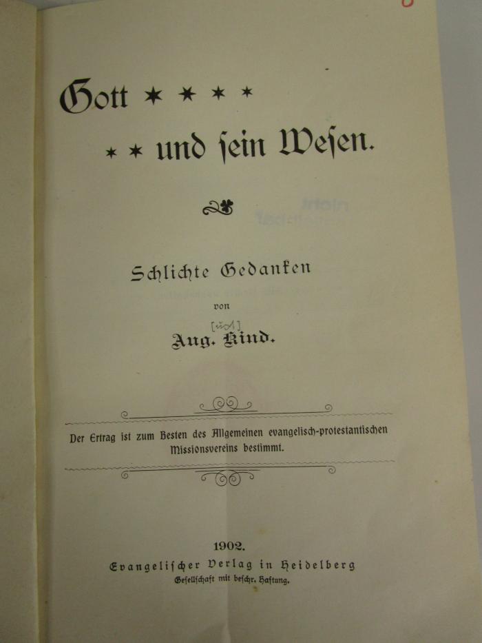 Ug 1075: Gott und sein Wesen : Schlichte Gedanken (1902)