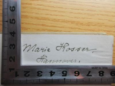 - (Hosser, Marie), Von Hand: -; 'Marie Hosser
Hannover'. ;7 H 57 : Leibl und sein Kreis  (1924)