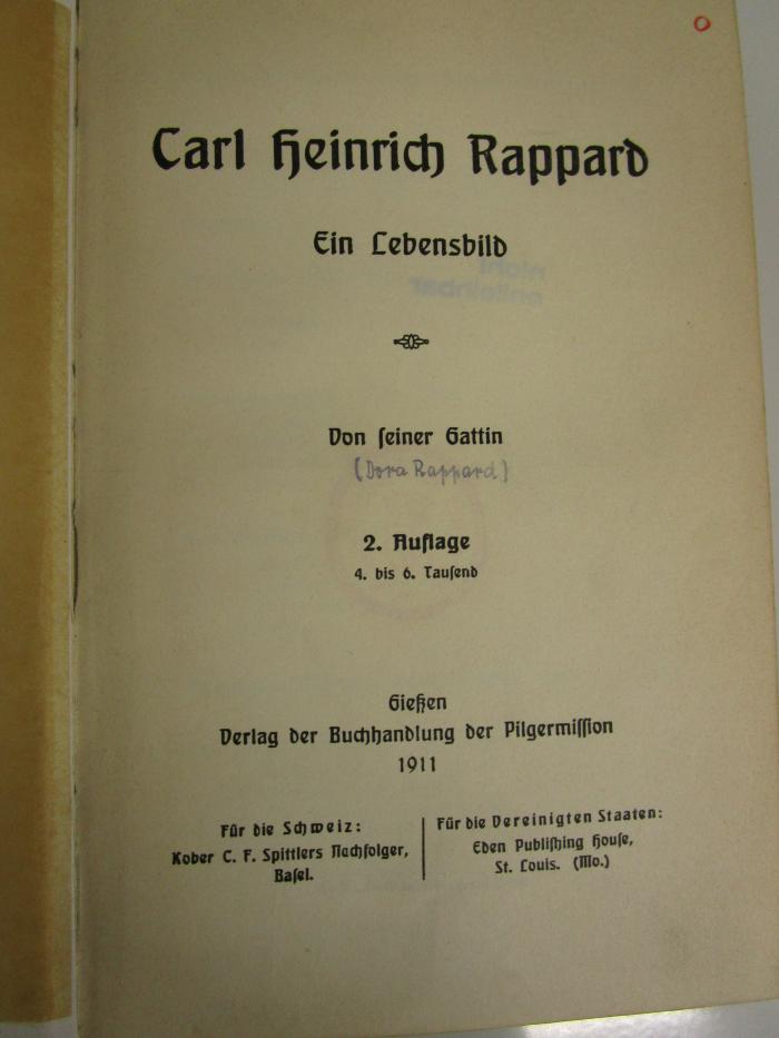 Uq 16 b: Carl Heinrich Rappard : ein Lebensbild (1911)
