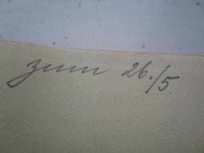 Cm 589 Ers.: Hiob : Roman eines einfachen Mannes (1930);- (Kahn, Jacob;Kahn, Käthe), Von Hand: Datum, Widmung; 'zum 26./5.'. 