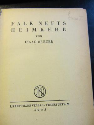 P Breue I : Falk Nefts Heimkehr (1923)