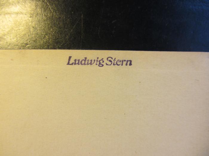 -, Stempel: -; 'Ludwig Stern'