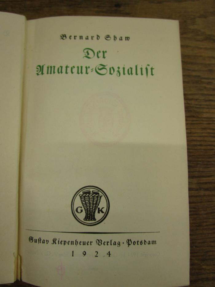 Cq 1900 1924: Der Amateur-Sozialist (1924)