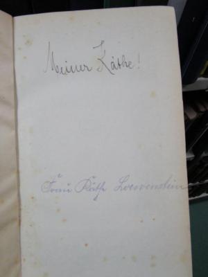 I 6095 2. Ex.: Die Renaissance : Savonarola, Cesare Borgia, Julius II., Leo X., Michelangelo : historische Szenen (1918);51 / 6027 (Kahn, Käthe;Kahn, Jacob), Von Hand: Name, Widmung; 'Meiner Käthe!'. ;51 / 6027 (Kahn, Käthe), Von Hand: Autogramm, Name; 'Frau Käthe Loewenstein'. 