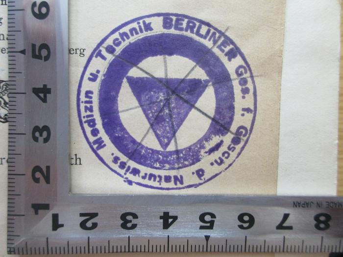 - (Berliner Gesellschaft Für Geschichte Der Naturwissenschaft, Medizin U. Technik), Stempel: -; 'Berliner Ges. f. Gesch. d. Naturwiss. Medizin u. Technik '. ;7 R 118&lt;2,2&gt; : Weyls Handbuch der Hygiene : Städtereinigung (1919)