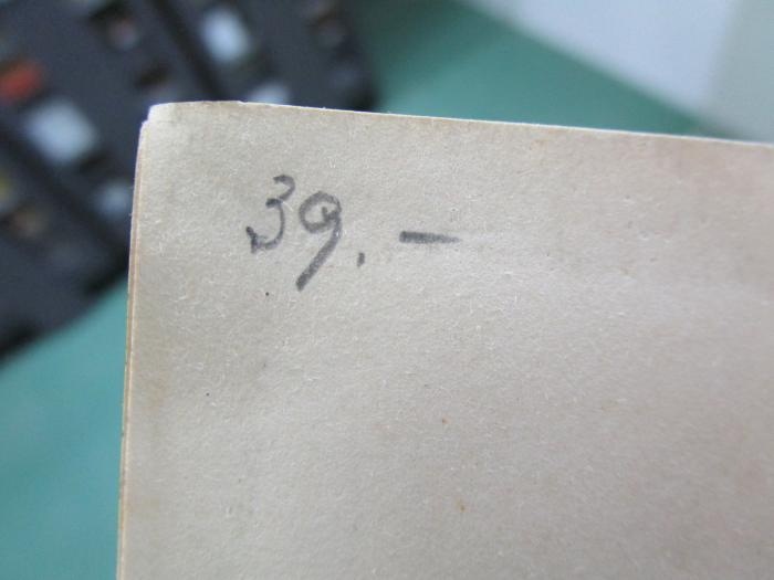 51 / 5991 (unbekannt), Von Hand: Preis, Buchhändler; '39.-'. 
