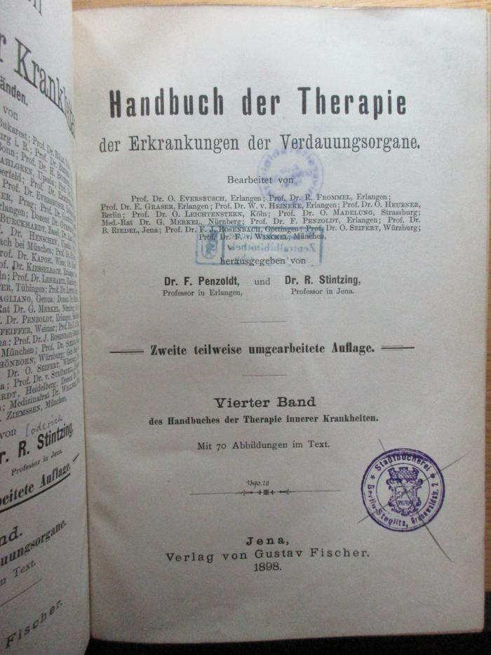 7 R 128&lt;2,4&gt; : Handbuch der Therapie der Erkrankungen der Verdauungsorgane (1898)