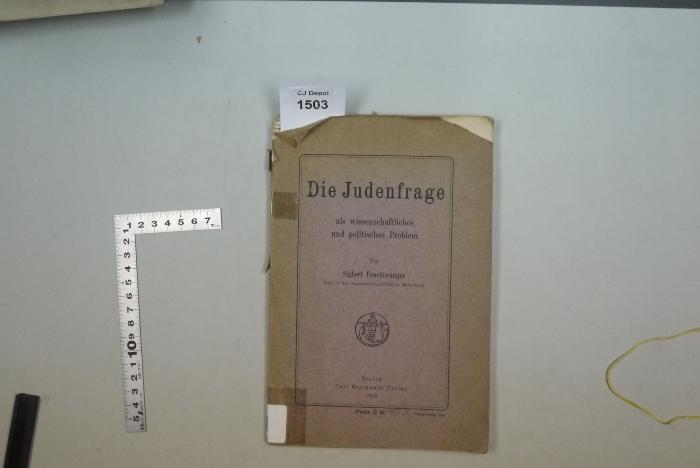 D 40 07: Die Judenfrage als wissenschfatliches und politisches Problem. (1916)