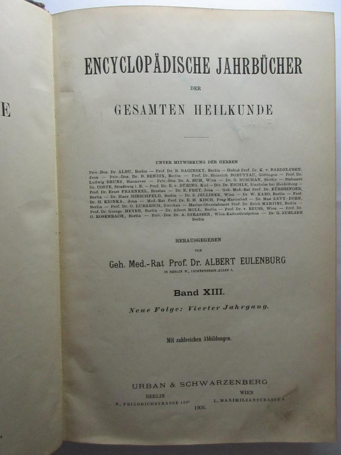 7 R 114&lt;3&gt;30 : Encyclopädische Jahrbücher der gesamten Heilkunde (1906)