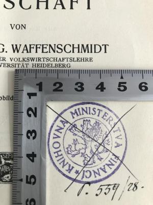 Da 666a (ausgeschieden) : Technik und Wirtschaft (1928);- (Ministerstva Financi Knihovna), Stempel: Name; 'Ministerstva Financi Knihovna'. 