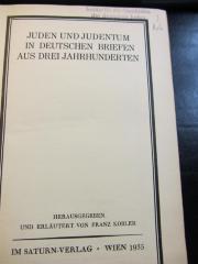 J Kob : Juden und Judentum in deutschen Briefen aus drei Jahrhunderten (1935)