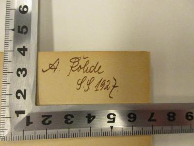 BN 2546 G728 S4 : Das Seelenleben des heiligen Thomas von Aquin (1924);- (Rohde, A.), Von Hand: Autogramm, Datum; 'A. Rohde
S. S. 1927'. 