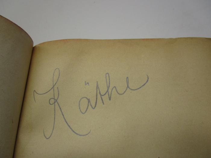 III 52355 i: Unruhige Gäste : Ein Roman aus dem Saekulum (1919);- (Kahn, Käthe), Von Hand: Autogramm, Name; 'Käthe'. 