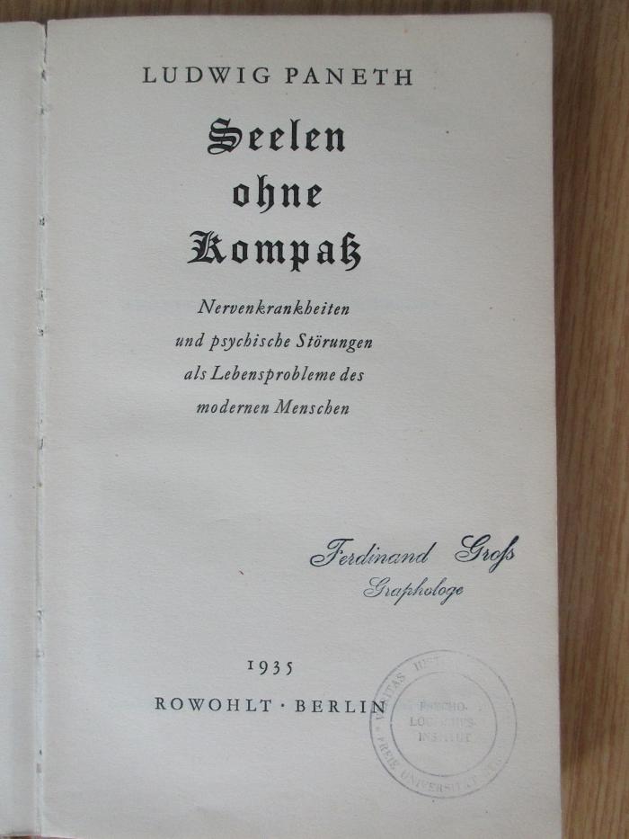 Dba 661 (ausgesondert) : Seelen ohne Kompaß : Nervenkrankheiten und psychische Störungen als Lebensprobleme des modernen Menschen (1935)