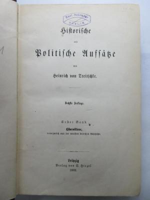 2 E 142&lt;6&gt;1 : Historische und politische Aufsätze (1903)