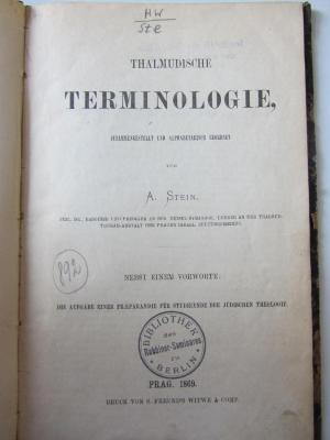 HW Ste : Thalmudische Terminologie (1869)