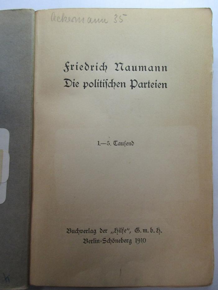 2 D 89 : Die politischen Parteien (1910)