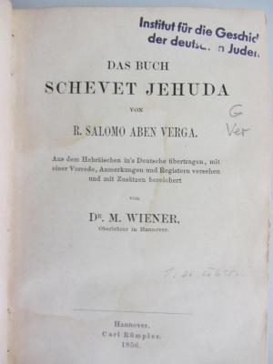 G Ver : Das Buch Schevet Jehuda (1856)