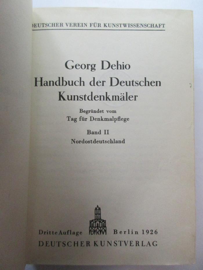 2 h 10574&lt;3&gt;-2 : Handbuch der Deutschen Kunstdenkmäler : 2. Nordostdeutschland (1926)