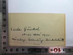 - (Günkel, Carla), Von Hand: -; 'Carla Günkel
28-31. Mai 1922.
Mürnberg. Rotenburg. Dinkelsbütl.'. 