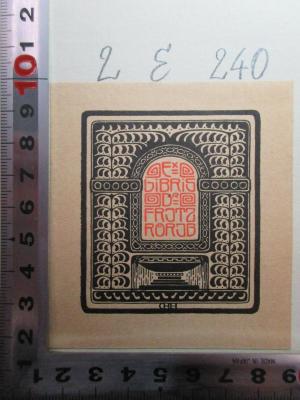 - (Rörig, Fritz), Etikett: Exlibris, Name; 'Ex
Libris
Dr
Fritz
Rörig'. ;2 E 240 : Schwedische Stimmen zum Weltkrieg (1916)