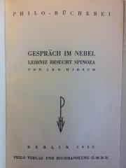 Rara 3376 : Gespräch im Nebel: Leibniz besucht Spinoza (1935)