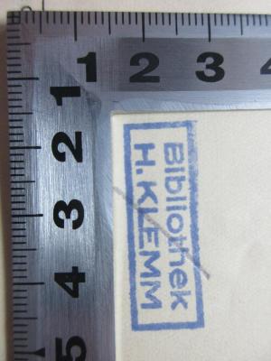 - (Klemm, H.), Stempel: -; 'Bibliothek 
H. Klemm'. ;3 L 520 : Das Weltbild in seiner Bedeutung für Hölderlin und seine Zeit (1935)