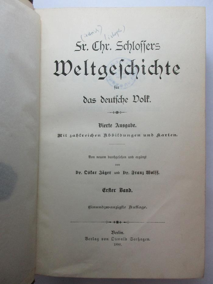 1 E 5&lt;4&gt; - 1 : Weltgeschichte für das deutsche Volk : 1 Geschichte der alten Welt (1888)