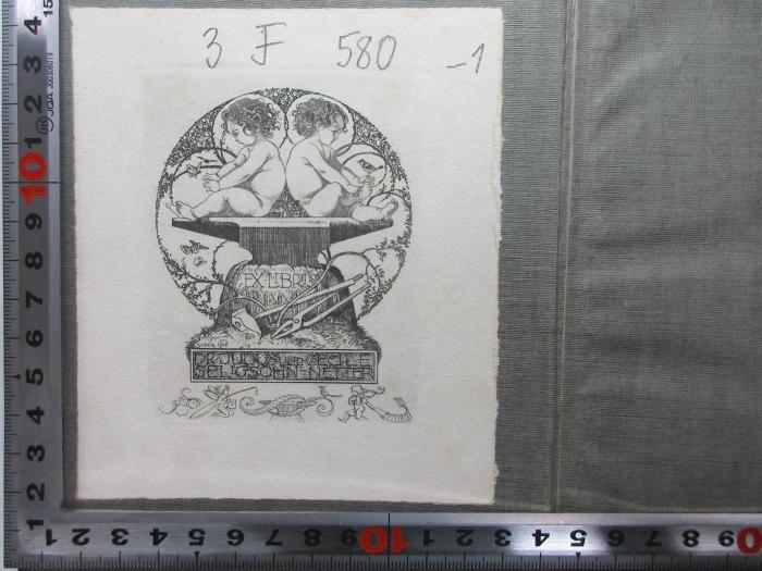- (Seligsohn, Julius L.;Seligsohn, Cecile), Etikett: Exlibris; 'Dr. Julius und Cecile
Seligsohn-Netter'. ;3 F 580 - 1 : Deutsche Reden in schwerer Zeit : gehalten von den Professoren an der Universität Berlin (1915)