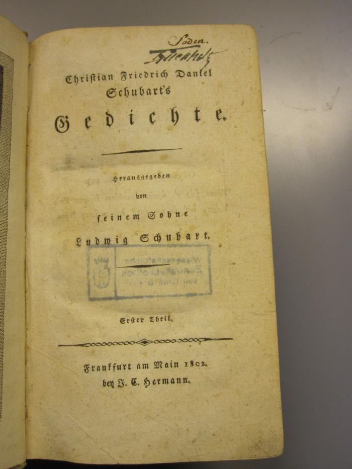 49 / 9548, L 224 Schub501.2.: Christian Friedrich Daniel Schubart's Gedichte (1802)