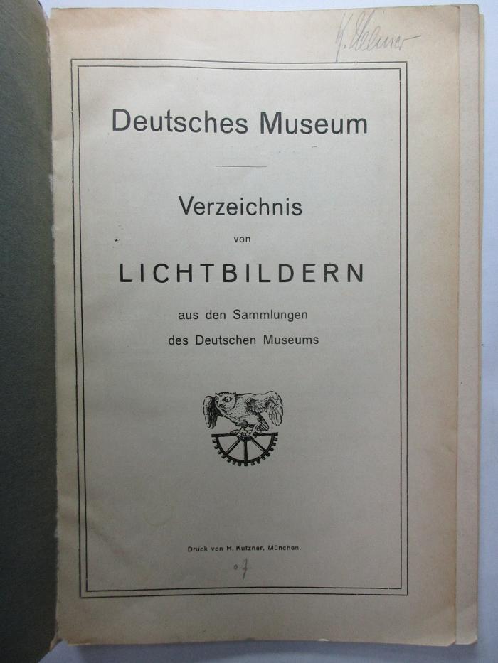 14 X 152 : Verzeichnis von Lichtbildern aus der Sammlung des Deutschen Museums (ca. 1930)