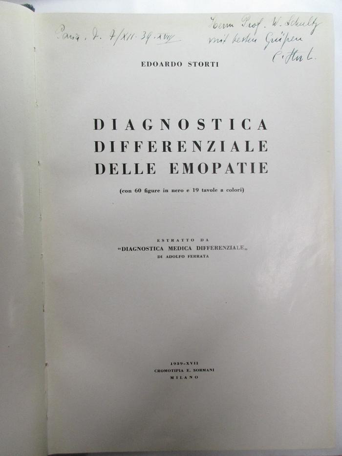 4 R 132 : Diagnostica differenziale delle emopatie (1939)
