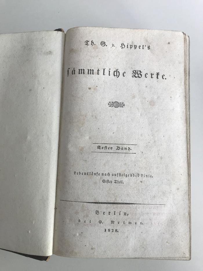 Td 475.11 (ausgeschieden) : Th. G. von Hippel's sämmtliche Werke. Lebensläufe nach aufsteigender Linie (1828)